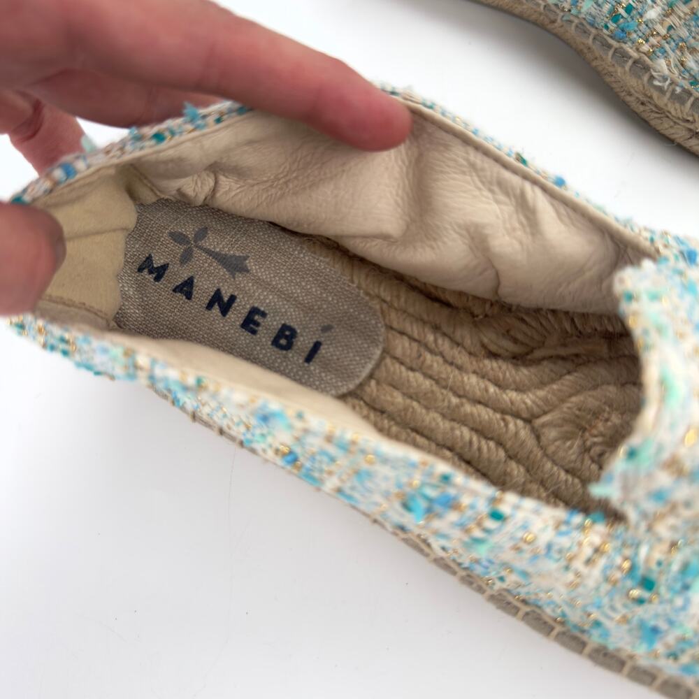 NWOT Anthropologie Manebi Tweed Espadrille Blue Flat Shoes Size US7.5 38 - Picture 12 of 12